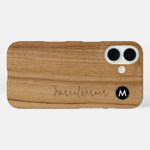 Funda iPhone 16 Monograma Rustic Wood personalizado
