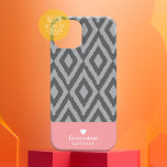 Funda iPhone 16 Monograma Rústico Moderno Ikat Coral Gris Coral<br><div class="desc">Colores de color rosa gris y coral rosa con un patrón tribal de moda - Si tu arte todavía necesita ser ajustado,  haz clic en el Personalizar Este botón. Esto le llevará a un área de diseño donde puede mover cosas e incluso cambiar fuentes o color.</div>