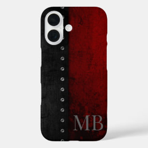 Funda iPhone 16 Monograma Rústico Rojo Grunge Estilístico