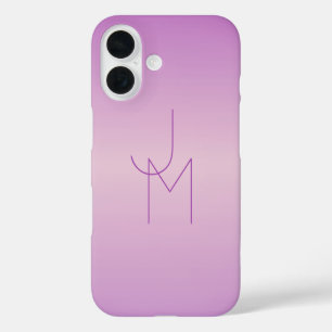 Funda iPhone 16 Monograma superpuesto único   Rosa lavanda suave