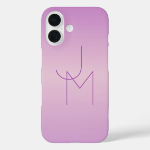 Funda iPhone 16 Monograma único superpuesto   Lavanda suave rosa