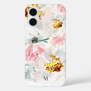 Funda iPhone 16 Monograma Watercolor Airy Arte Floral Personalizad