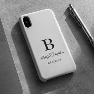Funda iPhone 16 Monograma y nombre Corazón