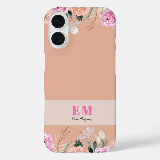Funda iPhone 16 Monogramado de Rosa seco (Reverso )