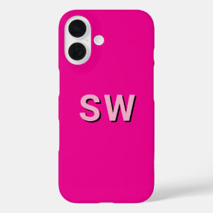 Funda iPhone 16 Monogramado moderno en rosa caliente