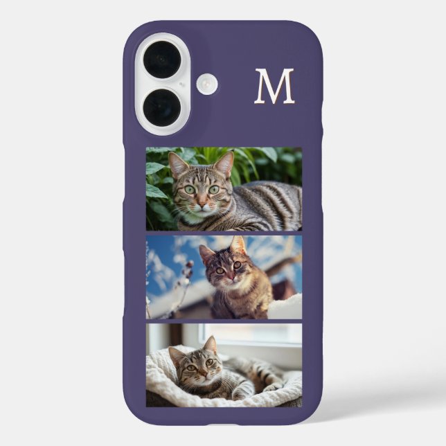 Funda iPhone 16 Monogramo de la galería de fotos de gatos de la ma (Reverso )