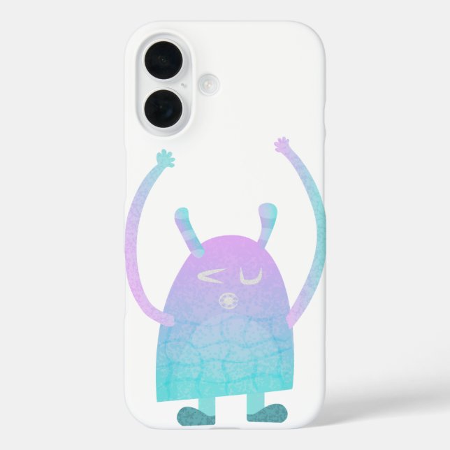 Funda iPhone 16 Monstruo Azul Pequeño y Lindo (Reverso )