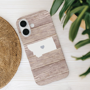 Funda iPhone 16 Montana State Silhouette Rustic Wood Look