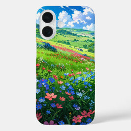 Funda iPhone 16 Montañas de primavera rodante - Paisaje animado