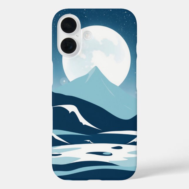 Funda iPhone 16 Montañas iluminadas por la luna: Un paisaje noctur (Reverso )