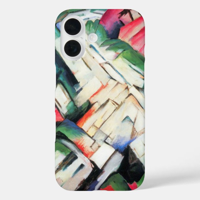 Funda iPhone 16 Montañas (paisaje) de Franz Marc, arte antiguo (Reverso )