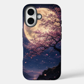 Funda iPhone 16 Moon Blossom - 幻想月夜の桜シルエット