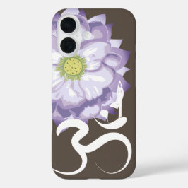 Funda iPhone 16 Morado Lotus Flor Yoga & Om/Aum Zen Calligraphy