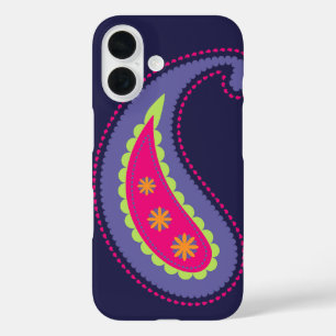 Funda iPhone 16 Morado y rosa paisley