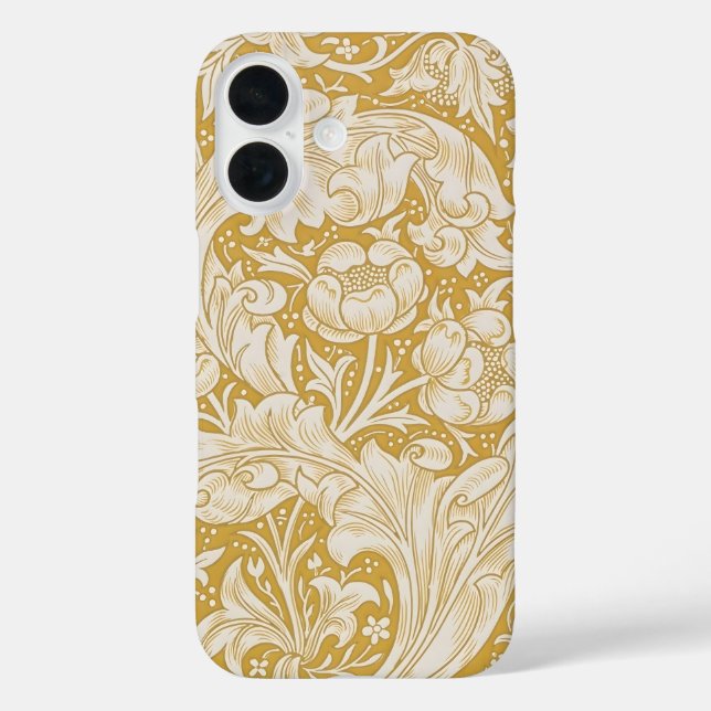 Funda iPhone 16 Morris Bachelor's Button Flower & Golden Stems (Reverso )
