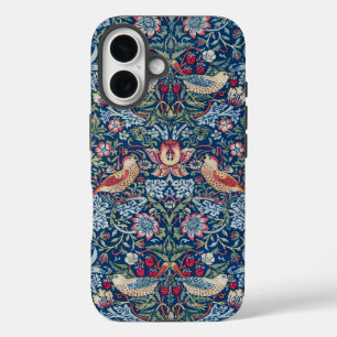 Funda iPhone 16 Morris Strawberry Thief Clásico Azul Índigo Fino