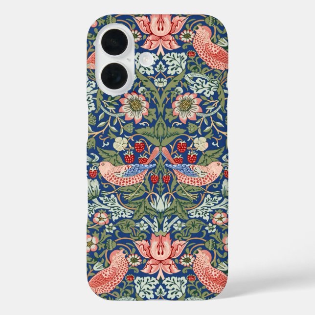 Funda iPhone 16 Morris Strawberry Thief Floral Pattern Blue Green (Reverso )