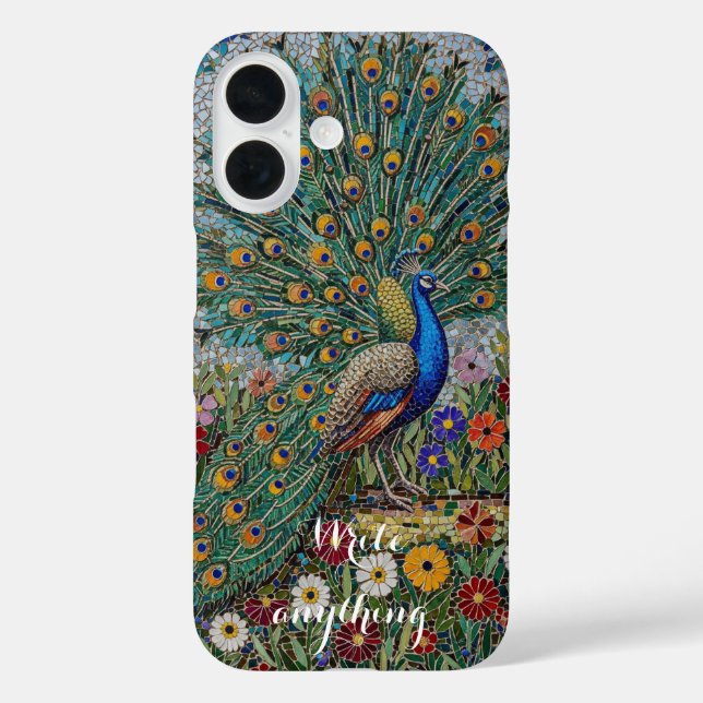 Funda iPhone 16 Mosaic Peacock Garden Artistic iPhone Case (Reverso )