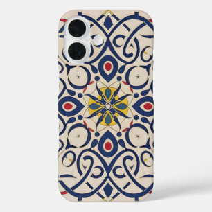 Funda iPhone 16 mosaico fino, patrón Mandala