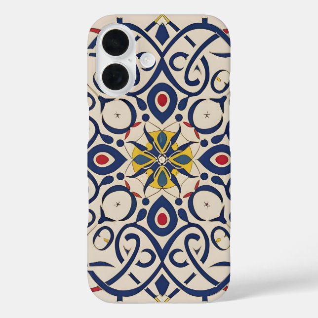 Funda iPhone 16 mosaico fino, patrón Mandala (Reverso )