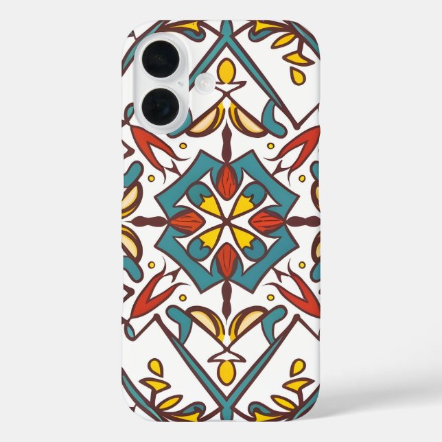 Funda iPhone 16 mosaico giométrico, patrón Mandala (Reverso )