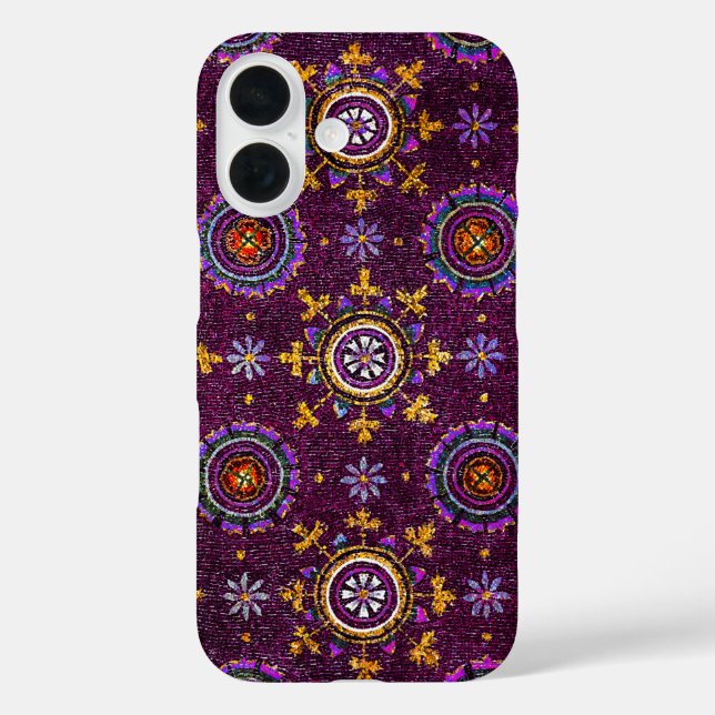 FUNDA iPhone 16 MOSAICOS DE RAVENNA BYZANTINE, ESTRELLA, PURPLE ST (Reverso )