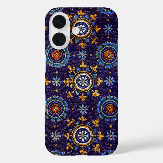 FUNDA iPhone 16 MOSAICOS DE RAVENNA BYZANTINE, ESTRELLAS, ESTAR AZ (Reverso )