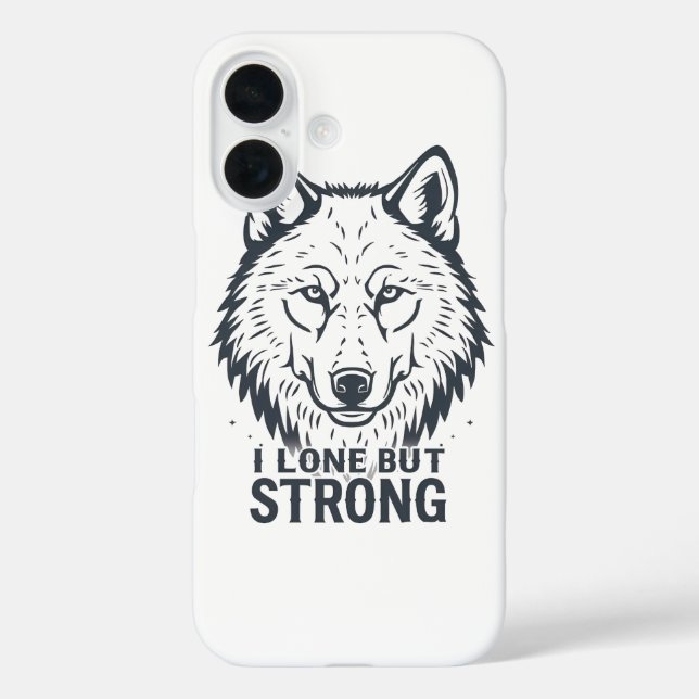 Funda iPhone 16 Motivational "Lone But Strong" Lone Wolf (Reverso )