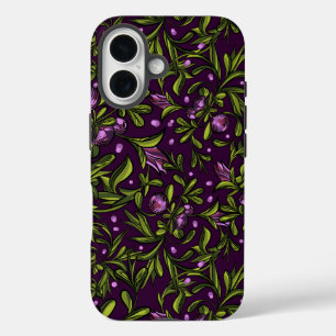 Funda iPhone 16 Motivo Floral Artístico: Flores Morados