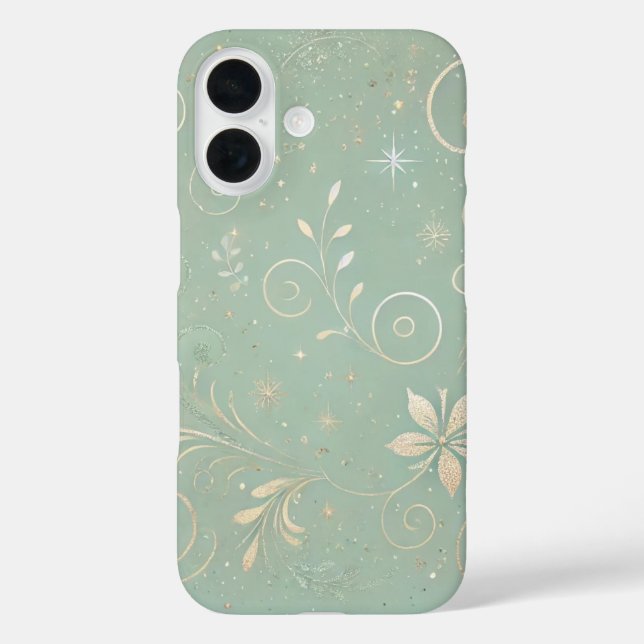 Funda iPhone 16 Motivo floral Pastel Green Shade (Reverso )