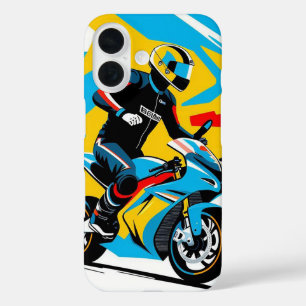 Funda iPhone 16 Motociclista inclinándose en una curva cerrada
