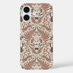 Funda iPhone 16 Mousse de Mocha, animales y plantas de bosque