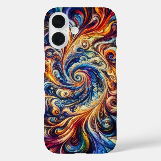 Funda iPhone 16 Movimiento colorido Resumen de arte (Reverso )