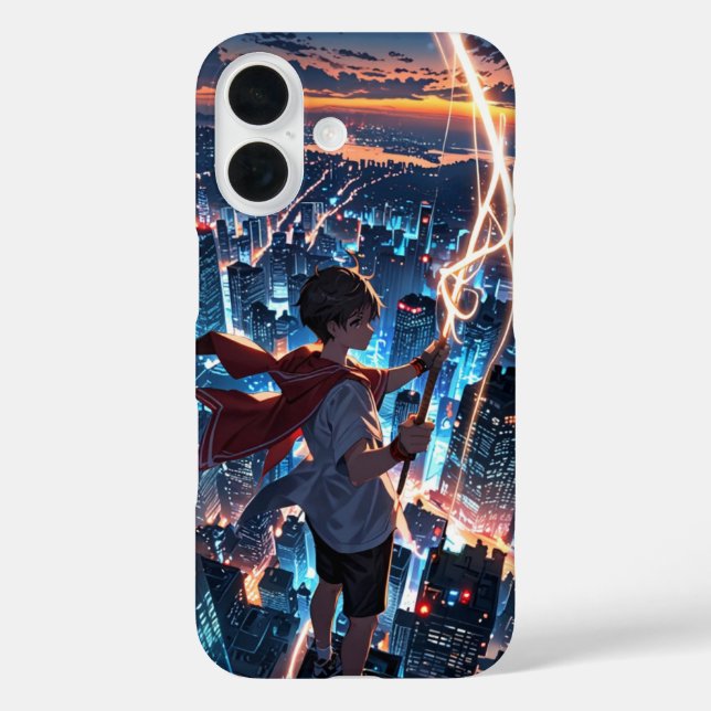 Funda iPhone 16 Muchacho de la Ciudad Mágica (Reverso )