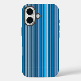 Funda iPhone 16 Muchas franjas multicolores en el azul