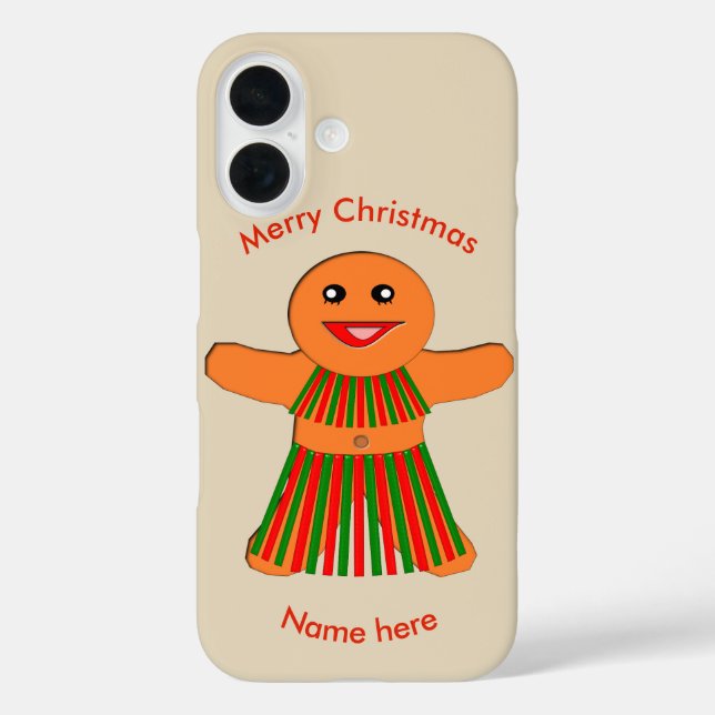 Funda iPhone 16 Mujer de Pan de Jengibre de Fiesta de Navidad (Reverso )