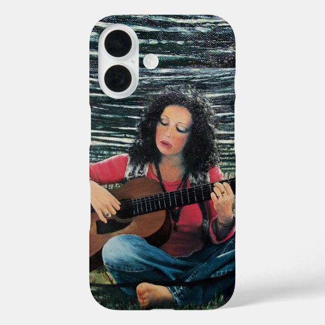 Funda iPhone 16 Mujer Jugando Música Con Guitarra Acústica (Reverso )