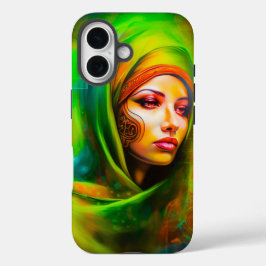 Funda iPhone 16 Mujer mística en colores neones