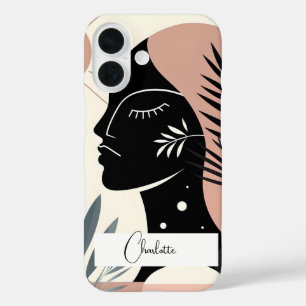 Funda iPhone 16 Mujer negra geométrica