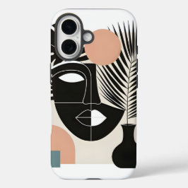 Funda iPhone 16 Mujer negra geométrica