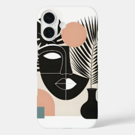 Funda iPhone 16 Mujer negra geométrica