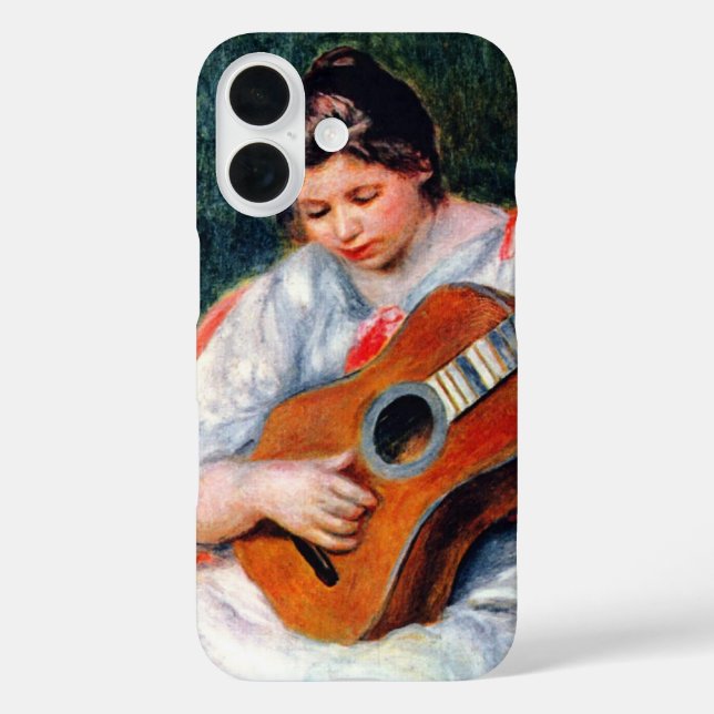 Funda iPhone 16 Mujer tocando la guitarra, de Pierre Renoir (Reverso )