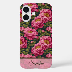Funda iPhone 16 Mujeres Elegantes Regalo Peonía Nombre