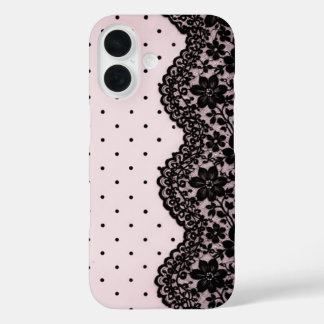 Funda iPhone 16 Muñeca Coquette Encaje Polka