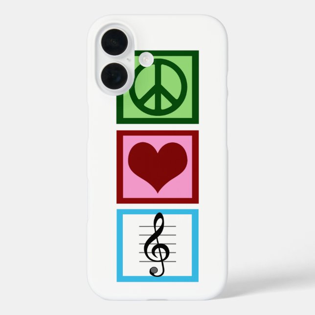 Funda iPhone 16 Música de amor de paz (Reverso )