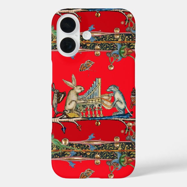 Funda iPhone 16 MÚSICA MEDIEVAL BESTIARIA DE HECHO, conejo, cacao  (Reverso )