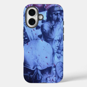 Funda iPhone 16 Músicos pop Blue Purple Art Print