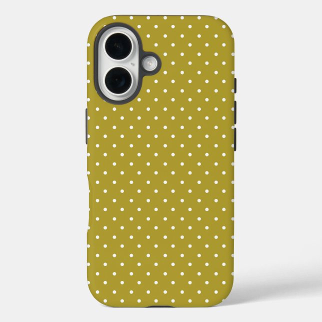Funda iPhone 16  Mustard yellow white polka dots pattern  (Reverso )