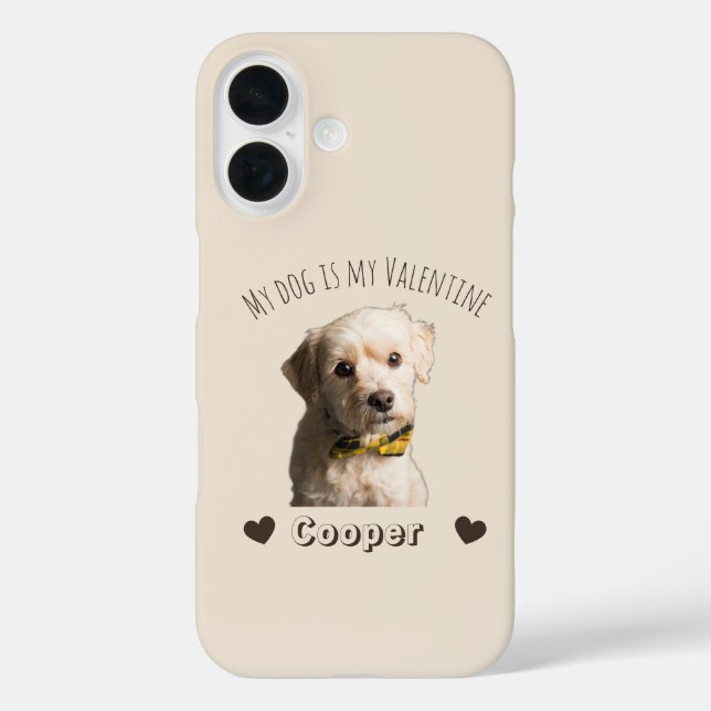 Funda iPhone 16 My Dog Is My Valentine – Personalized Pet  (Reverso )