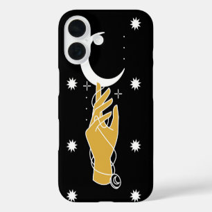 Funda iPhone 16 Mystic Moon Touch - Mano Celestial y Luna Crescent